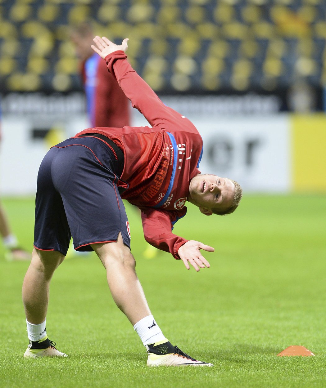 Matěj Vydra na tréninku před zápasem Česka se Švédskem