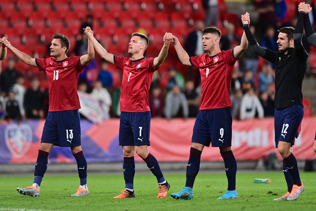 Česká radost po vítězství nad Švýcarskem