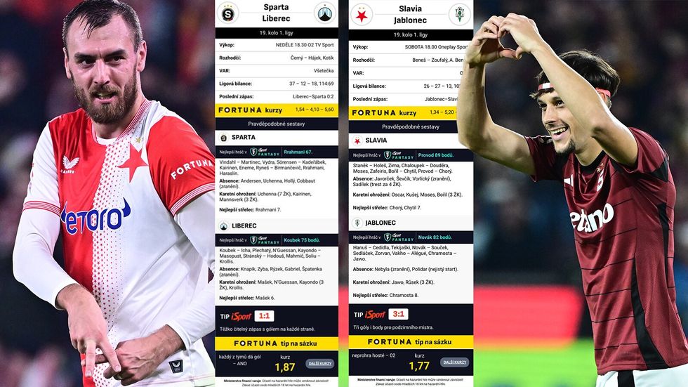 Pravděpodobné sestavy: návrat Chorého do základu, Kadeřábek i Birmančevič za Spartu Pravděpodobné sestavy: návrat Chorého do základu, Kadeřábek i Birmančevič za Spartu