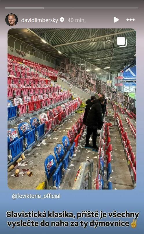 Bývalý plzeňský fotbalista David Limberský se vyjádřil k poničenému sektoru hostů na stadionu Viktorie, kterého se dopustili fanoušci Slavie Bývalý plzeňský fotbalista David Limberský se vyjádřil k poničenému sektoru hostů na stadionu Viktorie, kterého se dopustili fanoušci Slavie