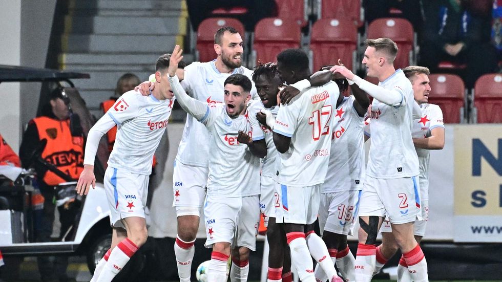 Radost slávistů po Sanyangově gólu v Plzni