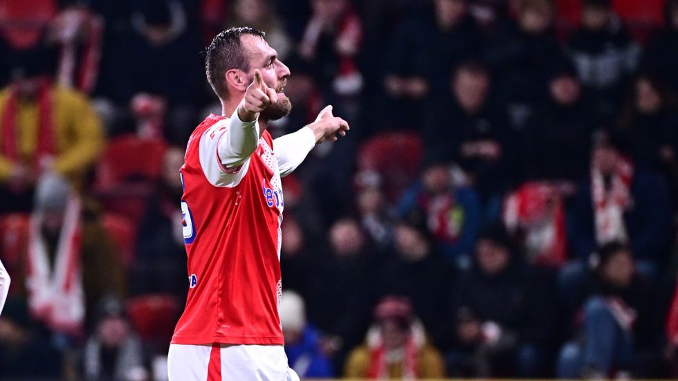 Tomáš Chorý slaví gól proti Slovácku