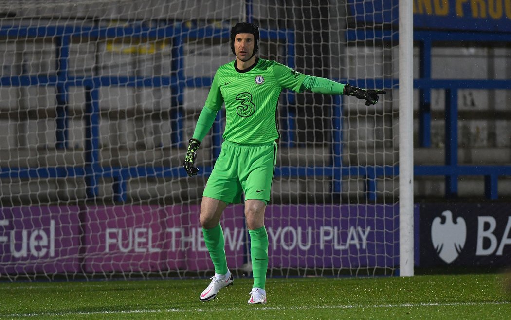 Petr Čech v bráně Chelsea