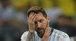 Frustrovaný kapitán Argentiny Lionel Messi po porážce od Argentiny na Copa América.