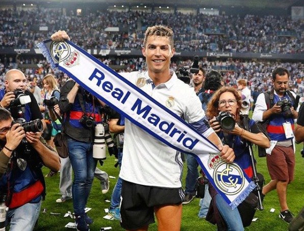 Cristiano Ronaldo bezprostředně po zisku španělského titulu