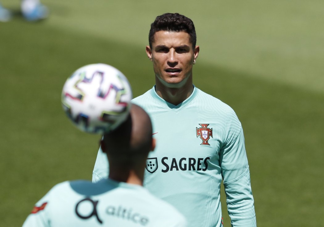 Cristiano Ronaldo na portugalském tréninku