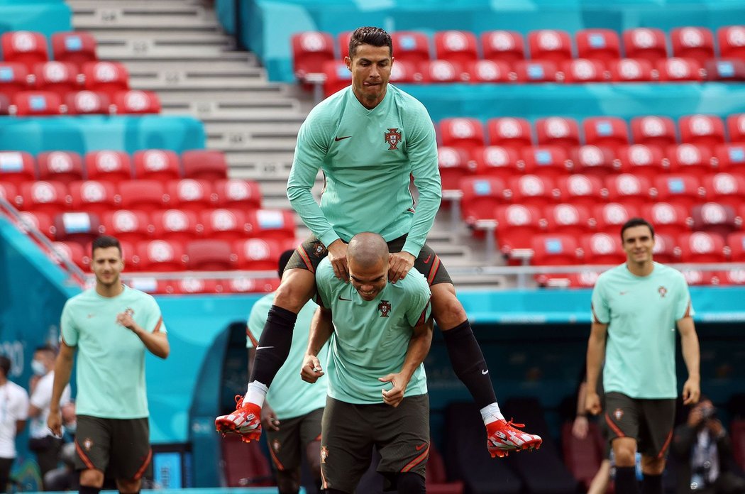 Cristiano Ronaldo na portugalském tréninku