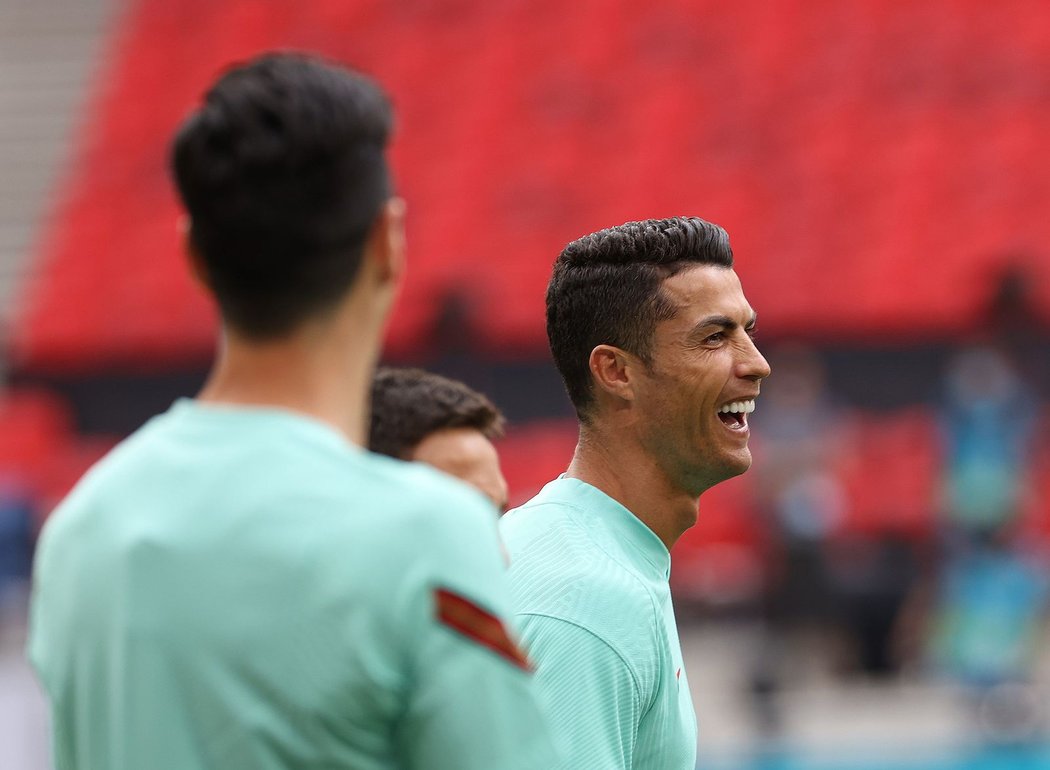 Cristiano Ronaldo na portugalském tréninku