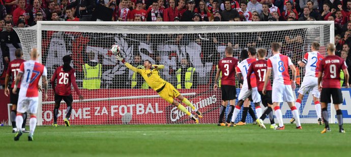 Gólový moment v pražském derby mezi Slavií a Spartou, ve kterém slavilo domácí mužstvo