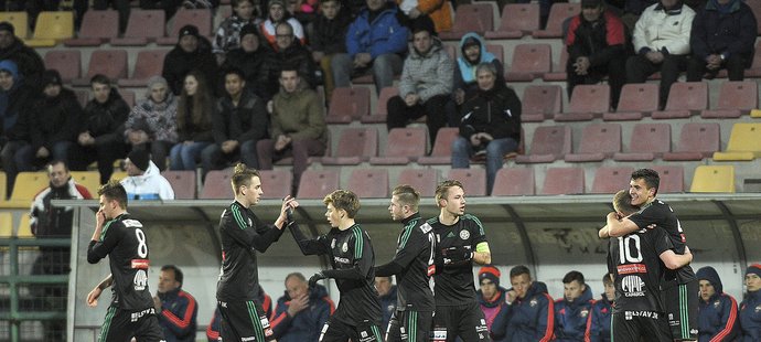 Mladíci Příbrami se radují ze vstřeleného gólu do sítě CSKA Moskva