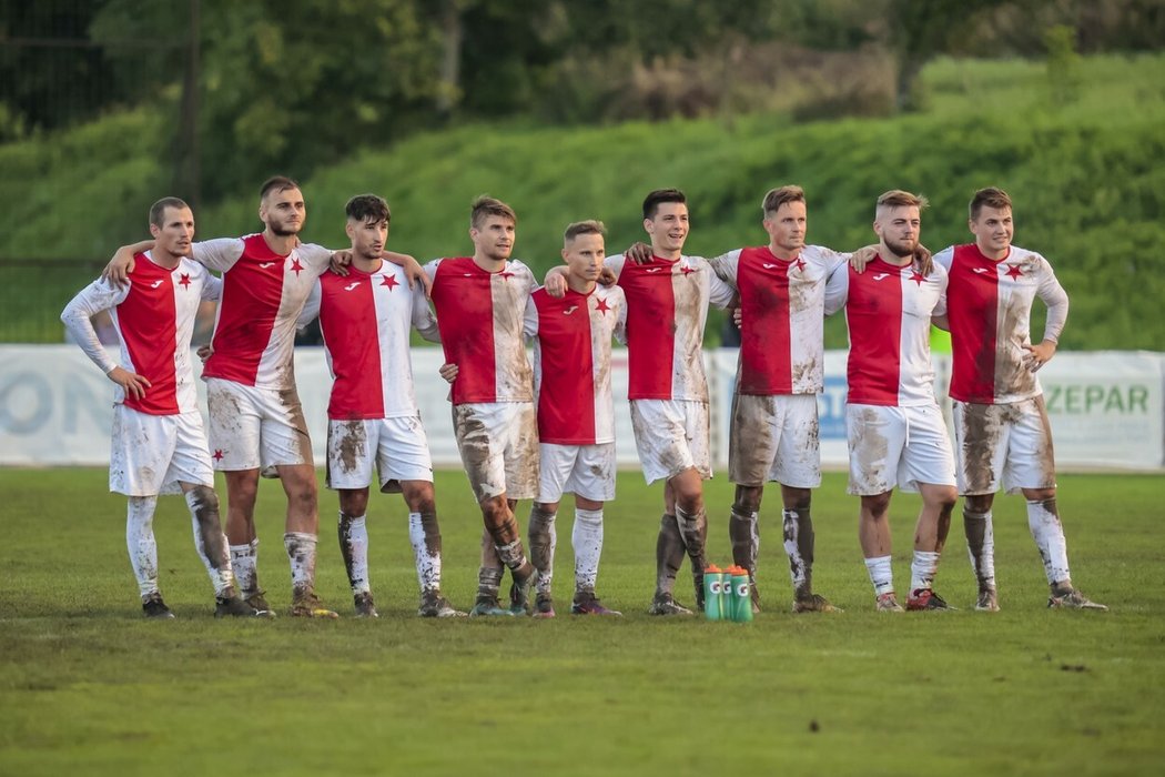 Hráči Hanácké Slavie Kroměříž v poháru proti Baníku v minulé sezoně