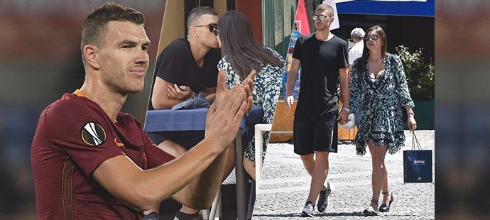 Hvězdný útočník AS Řím Edin Džeko si užívá romantické chvíle se svou manželkou