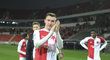Střelec vítězného gólu proti Slovácku Jaromír Zmrhal děkuje slávistickým fanouškům