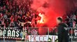 Fanoušci Slavie v zápase na Slovácku povzbuzovali ve velkém počtu