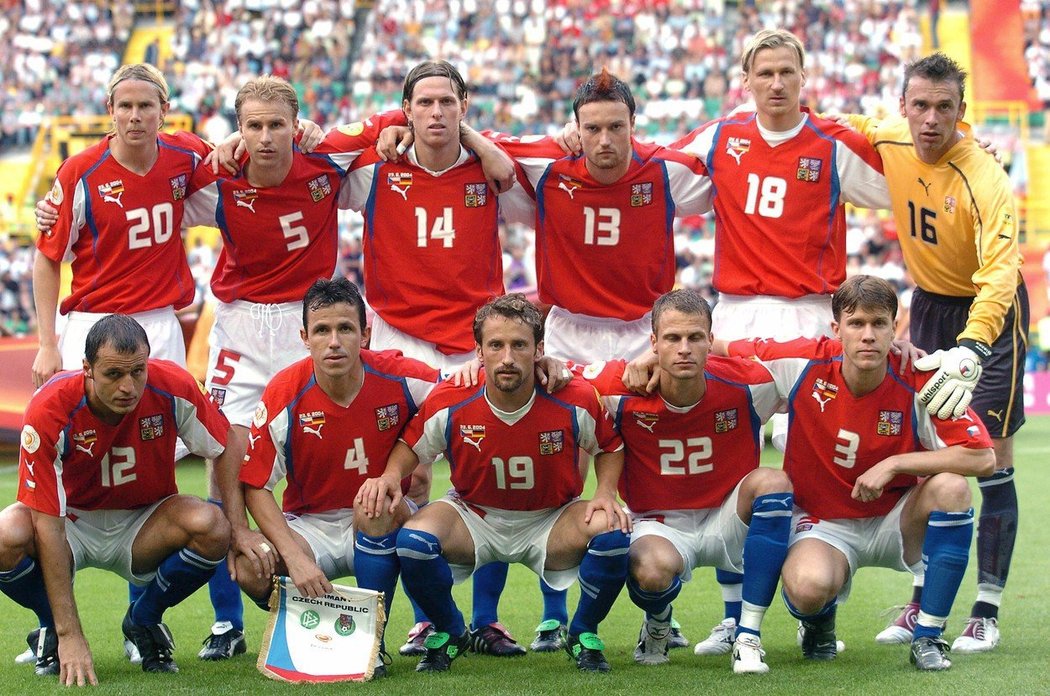 Čeští fotbalisté, kteří nastoupili posledního zápasu základní skupiny EURO 2004 proti Německu (2:1)