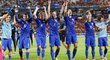 Fotbalisté Chorvatska slaví s fanoušky