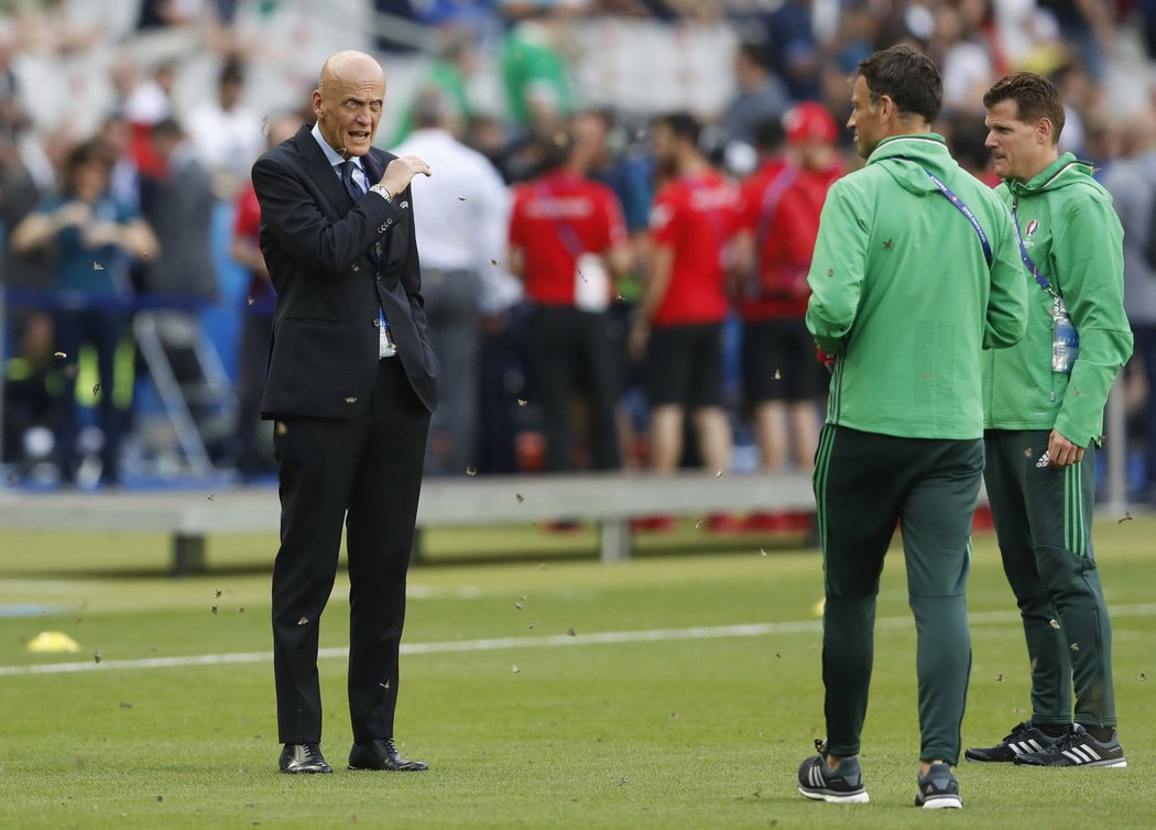 Můry byly všude. Před finále EURO 2016 dělaly společnost členovi komise rozhodčích UEFA, Italu Pierluigi Collinovi i rozhodčím zápasu.