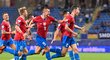 Lvíčata slaví gól Martina Vitík v závěru utkání proti Německu