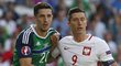 Hvězda Polska Robert Lewandowski v zápase EURO proti Severnímu Irsku