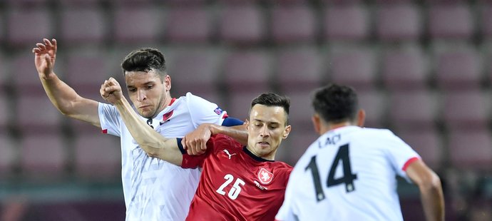 Jakub Pešek v reprezentačním dresu v utkání proti Albánii