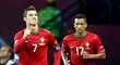Ronaldo a Nani se radují z první branky v síti Nizozemska