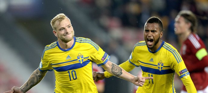 John Guidetti právě zajistil Švédsku jednogólový náskok