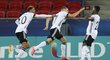 Fotbalisté Německa U21 slaví gól do sítě Nizozemska