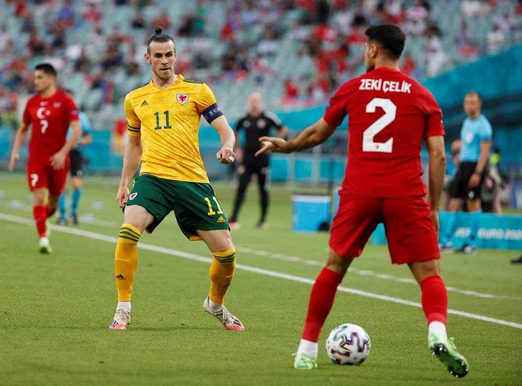 Velšan Gareth Bale v utkání proti Turecku na EURO