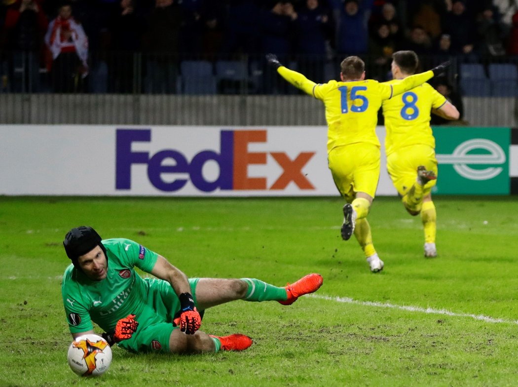 Petr Čech čisté konto nevychytal, Arsenal padl v Borisově 0:1