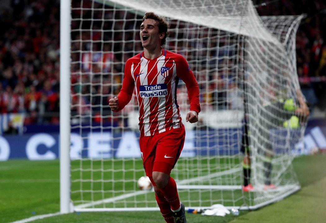 Antoine Griezmann oslavuje trefu proti Sportingu