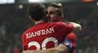 Koke a Juanfran slaví branku do sítě Lokomotivu Moskva