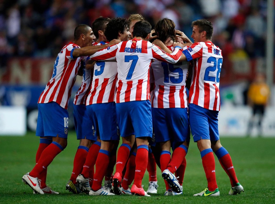 Atlético Madrid se dočkalo vítězné trefy v zápase Evropské ligy proti Viktorii Plzeň až v nastavení. Radost z gólu Rodrigueze měli ohromnou.