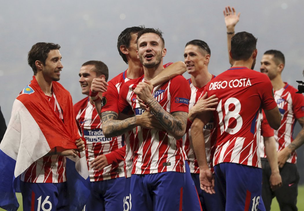 Hráči Atlétika Madrid slaví triumf v Evropské lize