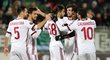Radost hráčů AC Milán z výhry 3:0 nad bulharským Ludogoretsem