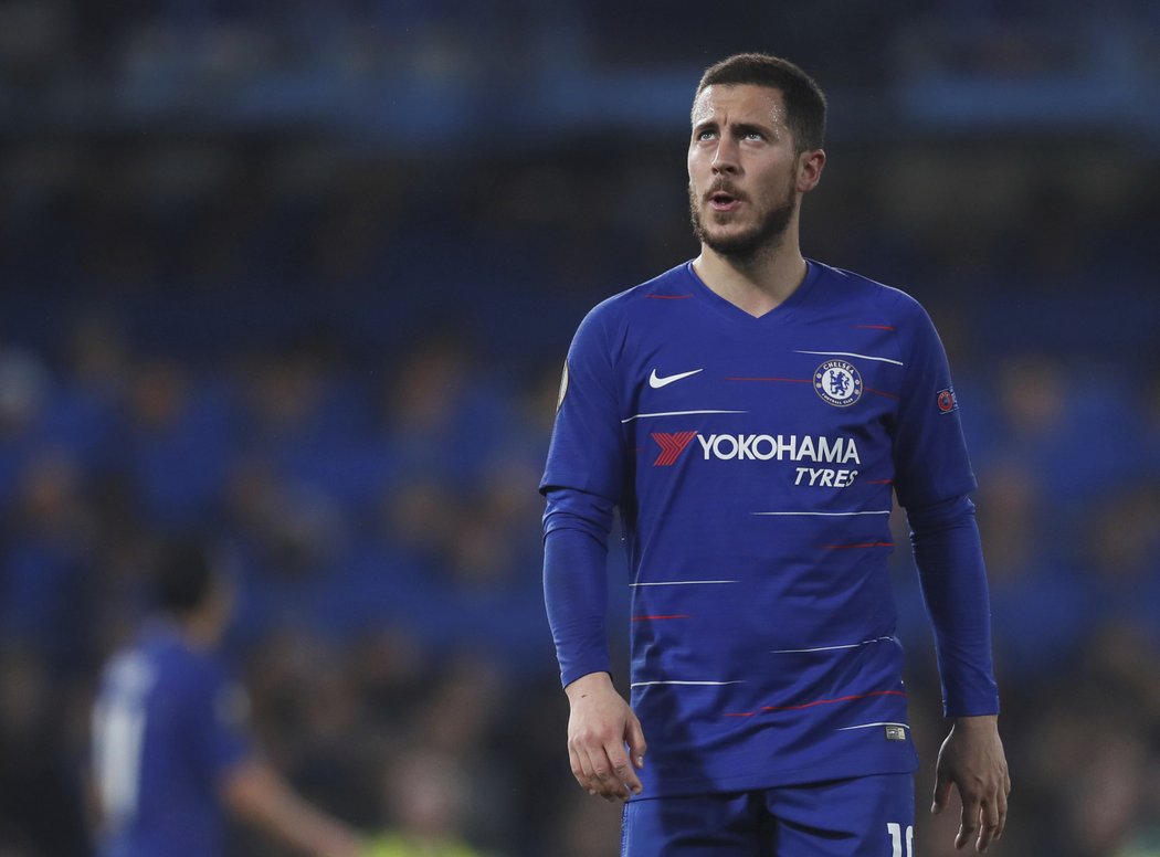 Eden Hazard z Chelsea během odvety Evropské ligy s Frankfurtem