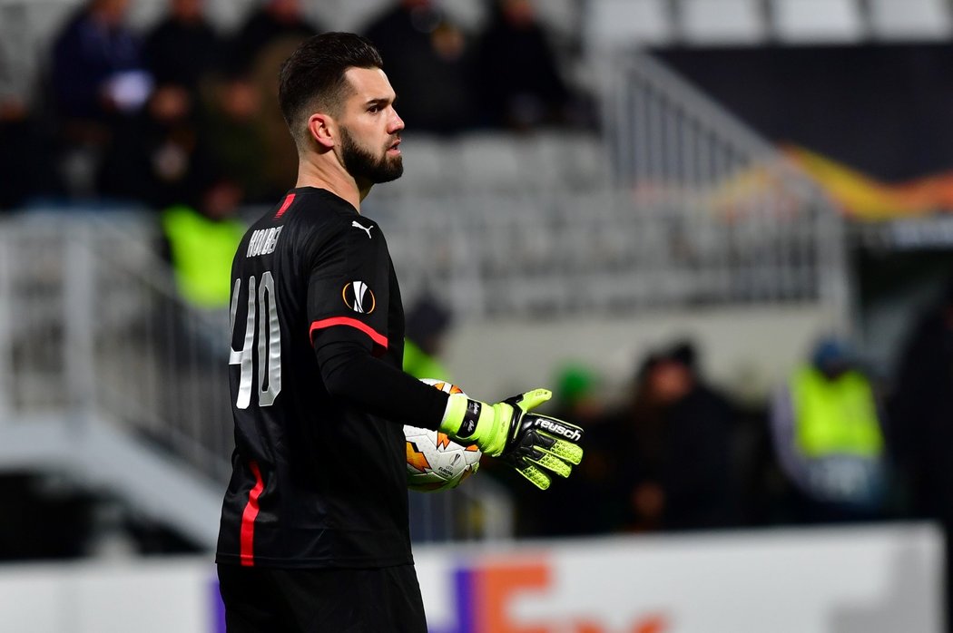 Brankář Tomáš Koubek během zápasu Rennes v Jablonci