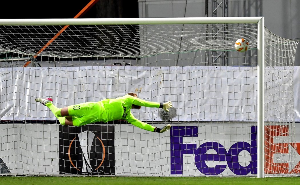 Vlastimil Hrubý nedosáhl na střelu Gréniera, po které Jablonec prohrál 0:1