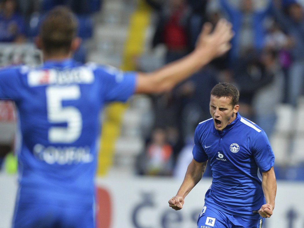 Herolind Shala právě zajistil Liberci v zápase se Šmonou náskok 2:0