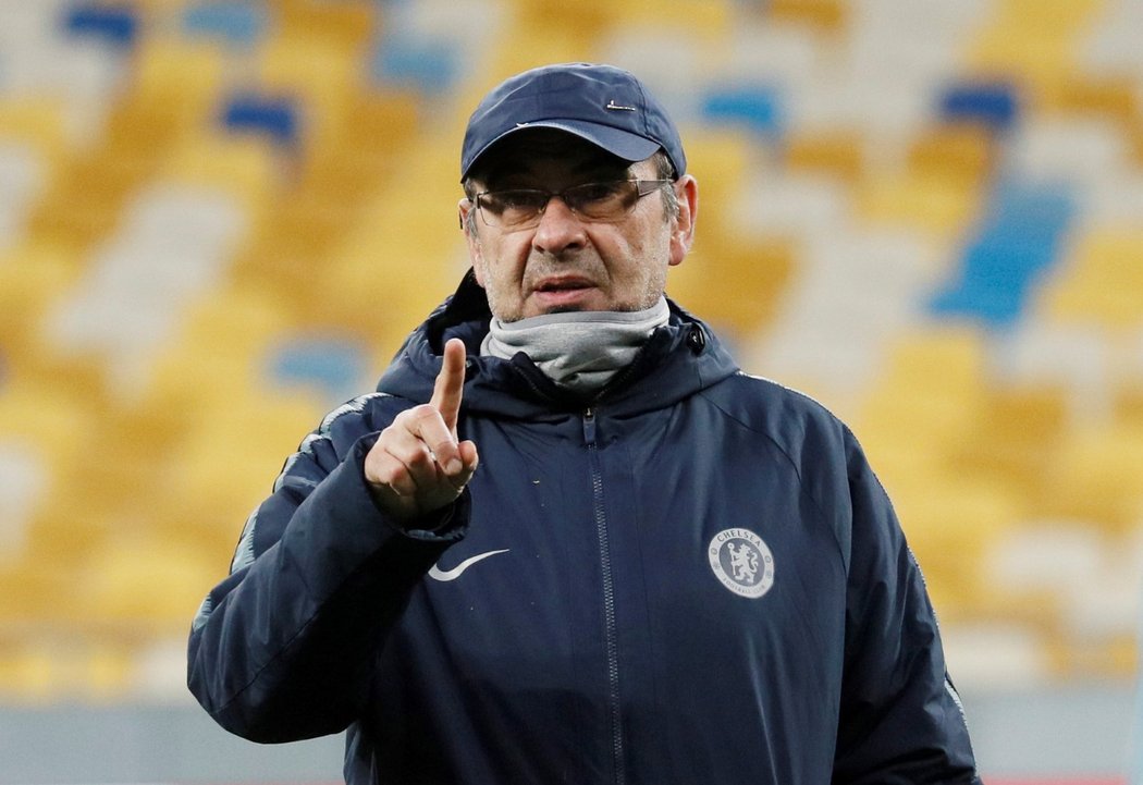 Maurizio Sarri na obhlídce Olympijského stadionu v Kyjevě