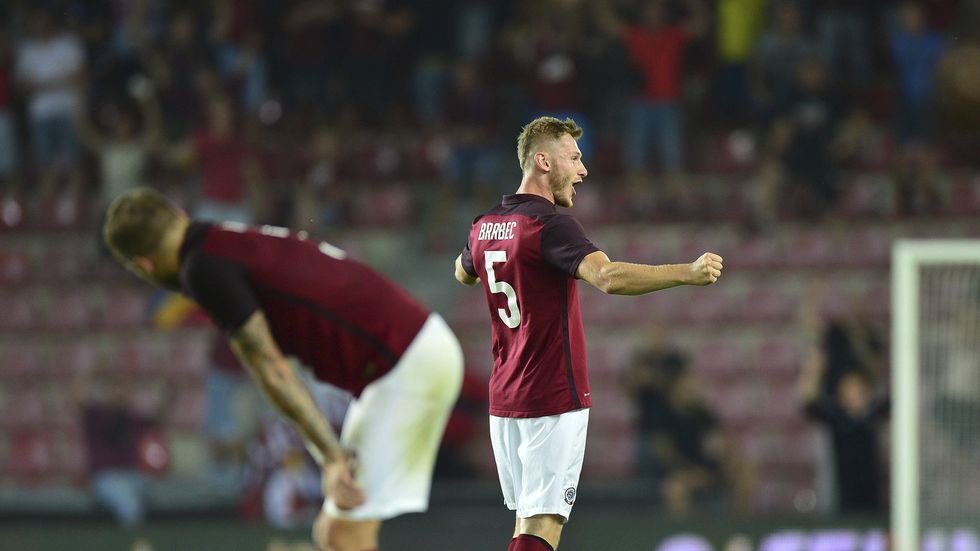 Jakub Brabec se raduje po postupu do základní skupiny Evropské ligy