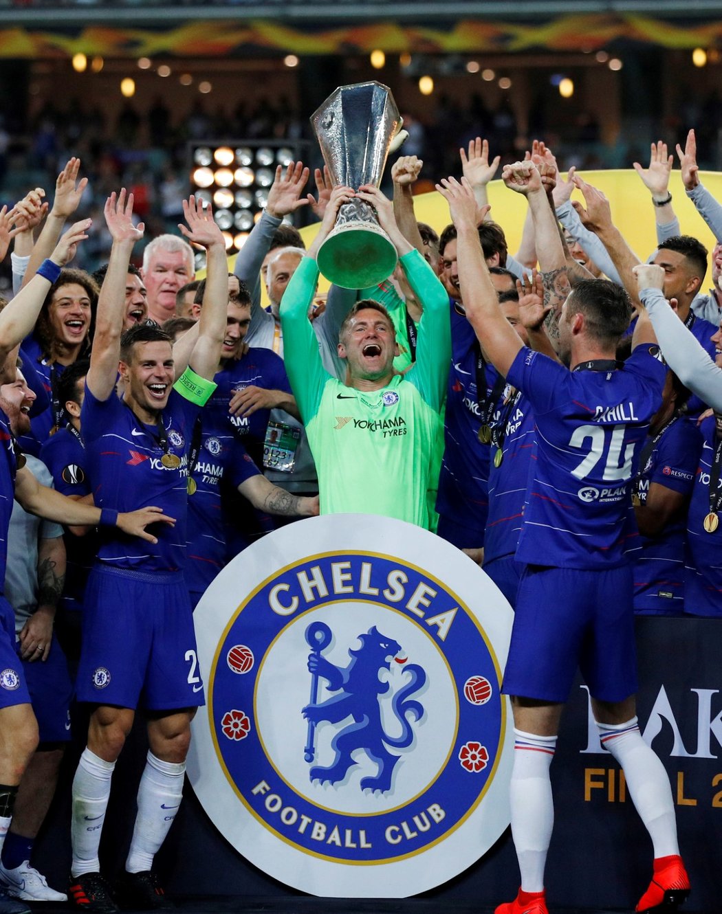 Gólman Robert Green si úžíval oslavy triumfu v Evropské lize, ačkoliv ani nebyl na soupisce Chelsea, pro tuto soutěž a za londýnský klub neodchytal v sezoně ani minutu