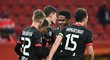 Radost hráčů Leverkusenu po druhém gólu do sítě Slavie