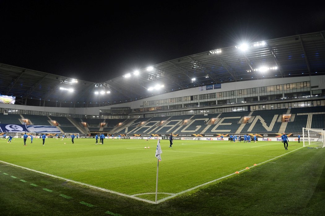 Stadion belgického Gentu před utkáním Evropské ligy se Spartou