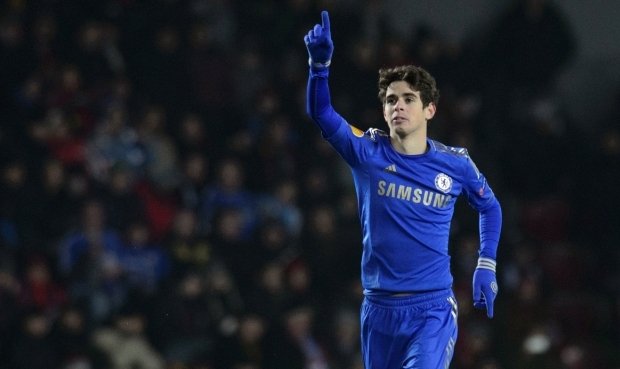 Střelec Chelsea Oscar se raduje, právě on rozhodl po patnácti sekundách pobytu na hřišti o výhře anglického týmu v Evropské lize nad Spartou