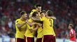 Fotbalisté Sparty se radují z vítězného gólu Matěje Pulkraba proti Hapoelu Beer Ševa v Evropské lize