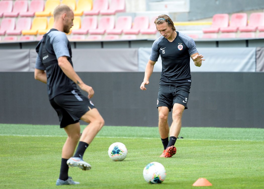 Fotbalisté Sparty na tréninku před zápasem 3. předkola Evropské ligy s Trabzonsporem