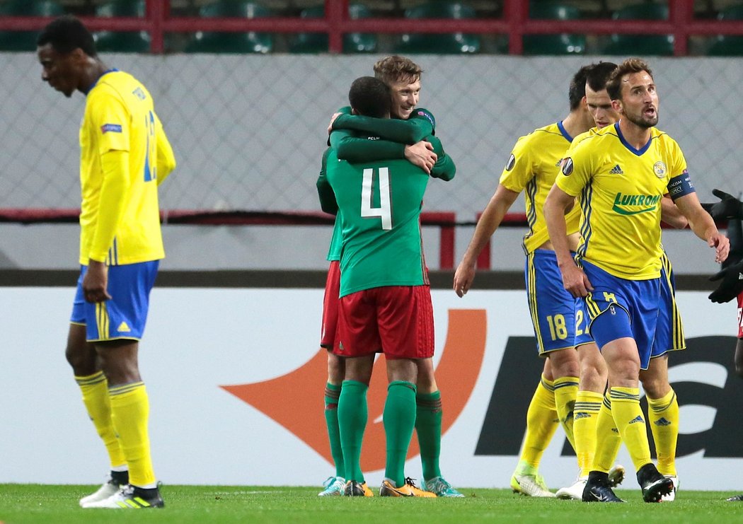 Radost hráčů Lokomotivu, smutek zlínských fotbalistů