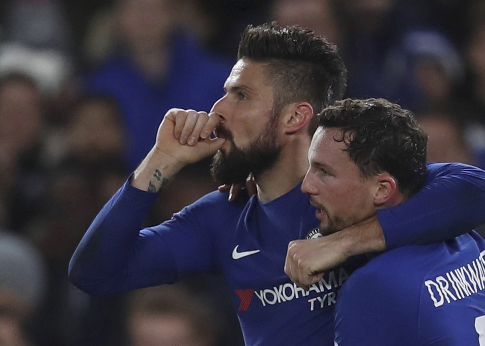 Olivier Giroud slaví svou trefu do sítě Hullu v osmifinále kole FA Cupu