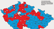 Mapa Česka podle výsledků voleb ve fotbalových okresech