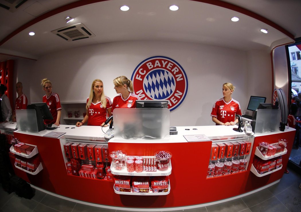 Fanshop německého Bayernu Mnichov, momentálně nejúspěšnějšího klubu v Německu